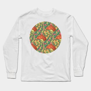 Paisley Print with Vintage Floral Motifs Long Sleeve T-Shirt